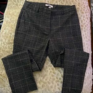 WHBM slim ankle black, grey, pink plaid pants